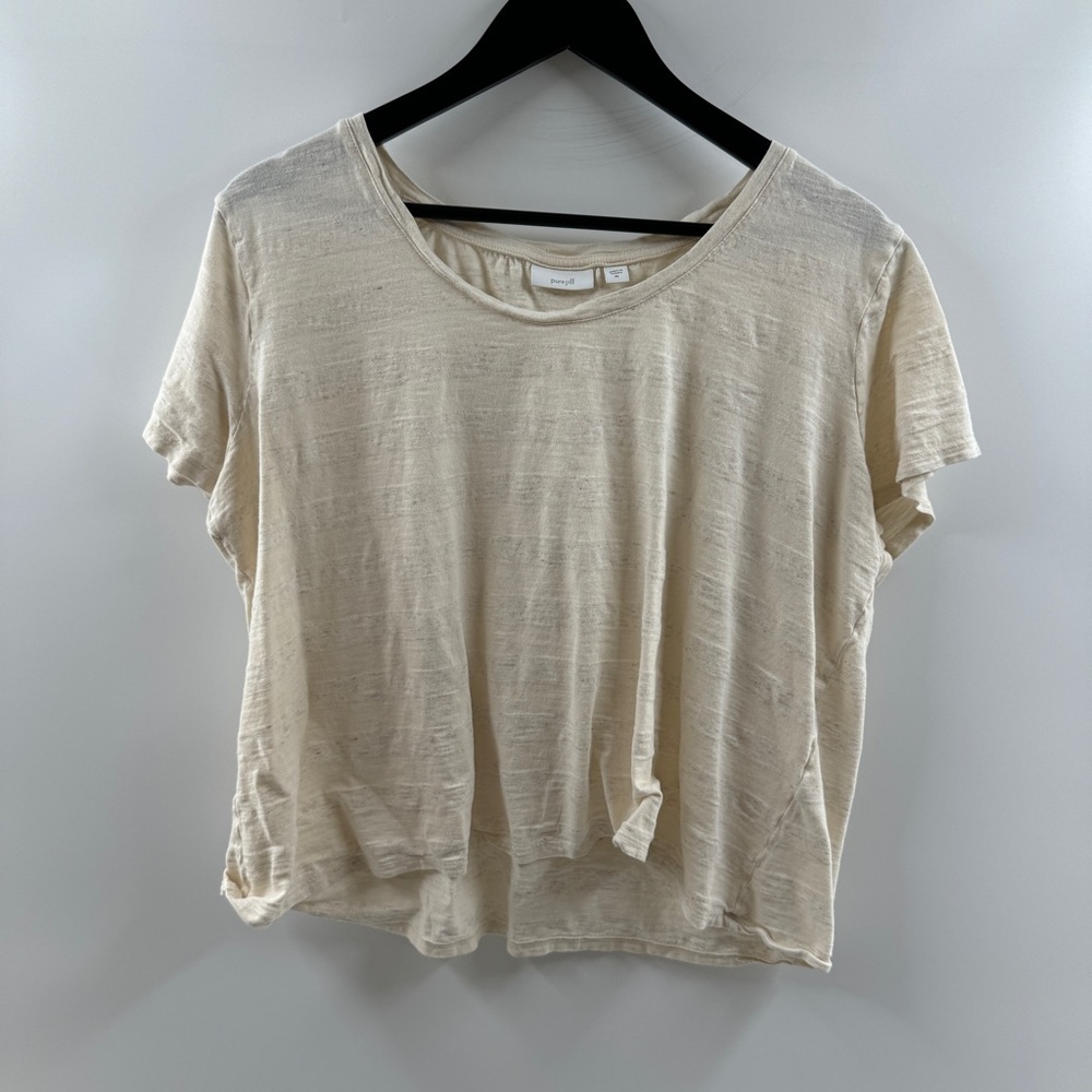 PureJill Cream & Heathered Grey Striped Top – Women’s XL